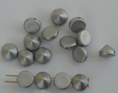 Tipp Silver Alabaster Metallic Silver Matt 02010-29405 Czech Glass Beads x 20